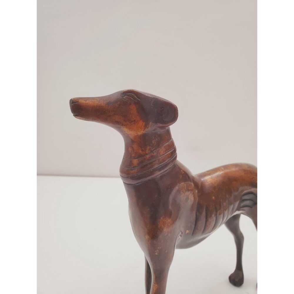 Vintage Bronze Cast Metal Greyhound Sculpture - GREYHOUND bronze elegant dog - Picture 8 of 10